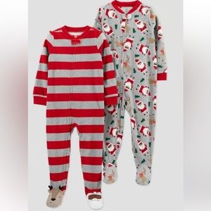 Carter’s just one you African-American Santa fleece footed pajamas Holiday Set